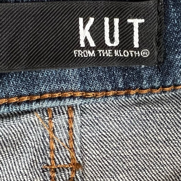 KUT from the Kloth Connie Skirt High Low Fray Hem Denim Jean Skirt Size 00 - Picture 9 of 16